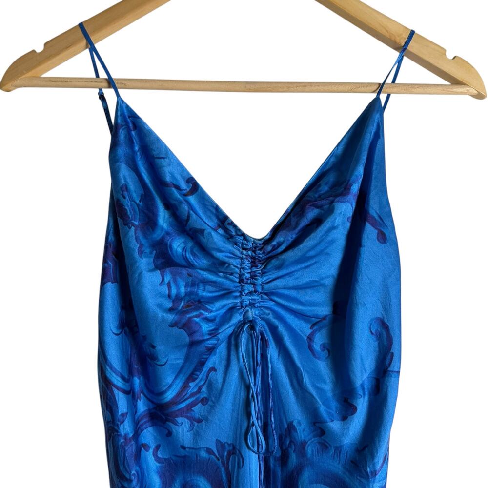 AllSaints Alexia Isabella Blue Tie Dye Asymmetric Sleeveless Midi Dress Size 4 - Picture 7 of 15